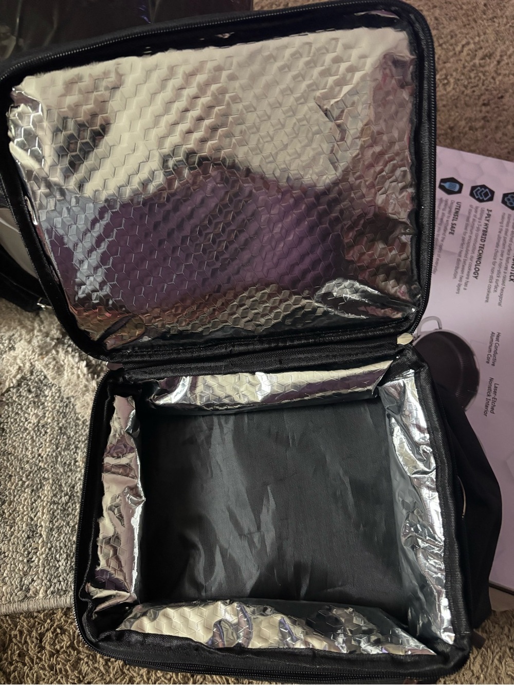 Insulated Black Lunch Cooler Bag -
